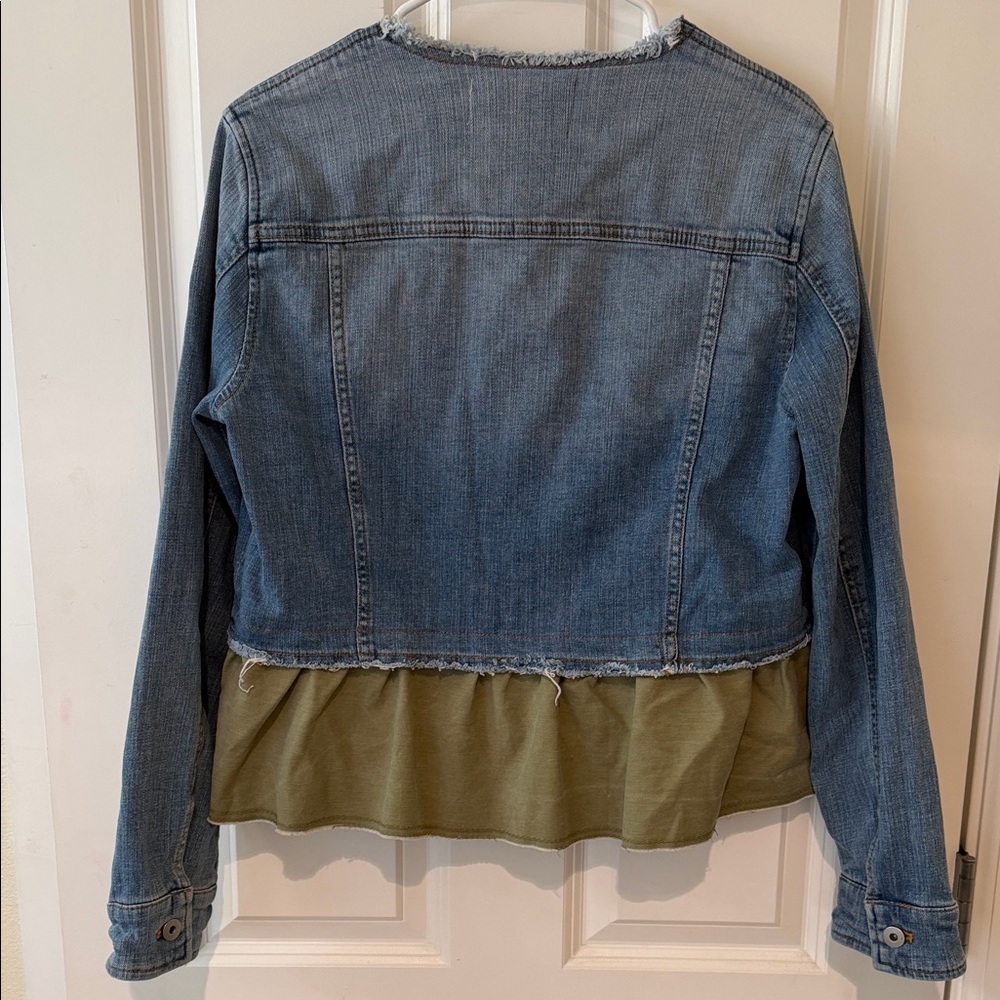 Pilcro Denim Jacket with Olive Ruffle - Picture 7 of 7
